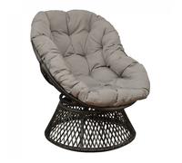 Fauteuil bas de jardin rotatif résine tressée et tissu - Idylle