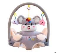Fauteuil Bébé dès 3 Mois, Chaise d\'Apprentissage en peluche Avec Tige de Jeu, Moelleux Siège de Soutien au Sol,Souris