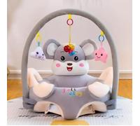 Fauteuil Bébé dès 3 Mois, Chaise d'Apprentissage en peluche Avec Tige de Jeu, Moelleux Siège de Soutien au Sol,Souris
