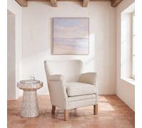 Fauteuil beige et pieds en bois de chêne massif clair 66x75x71cm Beige