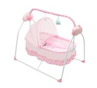 Fauteuil Berçant Électrique USB, Siège Relax Pliable avec Télécommande, 5 Vitesses 12 Mélodies Bluetooth Minuteur, Tissu Doux Lavable Structure Acier, Compact Pour Maison Extérieur, Rose 100x75x86cm
