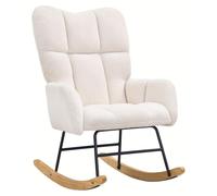 Fauteuil berçant – Toboggan – Fauteuil relax – Fauteuil de détente – Revêtement en velours – Dossier haut – Couleur ivoire