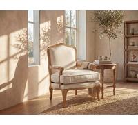 Fauteuil - VENTE-UNIQUE - MAHAUX - Lin - Beige - 1 place - Avec accoudoirs