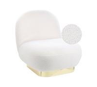 Fauteuil Blanc à Base Dorée en Tissu Glamour Art Déco Bouclé Rembourré Loviisa