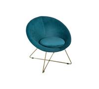 Fauteuil bleu canard en velours - L. 76 x l. 67 x H. 69 cm --