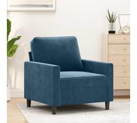 Fauteuil Bleu en Velours 60 cm avec Cadre Métal Robuste Assise Confortable pour Salon, Bureau ou Chambre Moderne et Design Scandinave