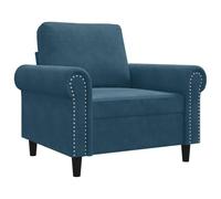 Fauteuil Bleu en Velours 60 cm, Cadre métal Robuste, Coussins Mousse rembourrés, Design Moderne pour Salon séjour, Fauteuil Confortable et élégant