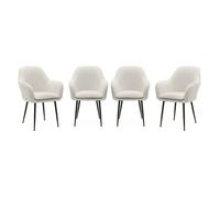 Fauteuil bouclette et pieds métal (lot de 4) SHELLA