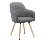 Fauteuil Bruneau Léon - Tissu gris - Pieds bois - Chaises de salle à manger - Bruneau