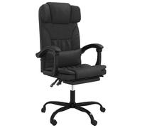 Fauteuil Bureau Inclinable Noir Simili Cuir | Simili cuir durable, réglage hauteur dossier, pivot 360°, cadre métal, roulettes silencieuses