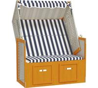 Fauteuil-cabine de plage avec toit Poly rotin & bois massif
