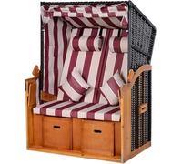 Fauteuil-cabine de plage PureHaven 118x79x150 cm pour 2 personnes design élégant y compris coussins de dossier et d'assise dossier réglable tables pliantes et repose-pieds