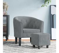 Fauteuil Cabriolet avec Repose-pied Chaise Siège Salon Gris Clair Velours vidaXL