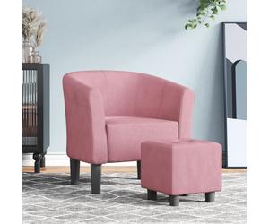 Fauteuil Cabriolet avec Repose-pied Chaise Siège Salon Rose Velours vidaXL