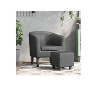 vidaXL Fauteuil cabriolet avec repose-pied, dossier et accoudoirs Gris similicuir