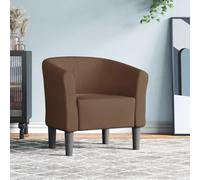 Fauteuil Cabriolet Marron Tissu pour Salon, Chaise Confortable Bois Pin | Assise rembourrée, dossier 110kg, contreplaqué robuste, usage chambre ou bureau