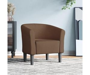 Fauteuil Cabriolet Marron Tissu pour Salon, Chaise Confortable Bois Pin | Assise rembourrée, dossier 110kg, contreplaqué robuste, usage chambre ou bureau