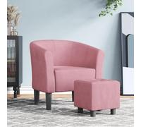 Fauteuil Cabriolet Velours avec Repose-Pied, Chaise Confortable pour Salon | Velours doux, cadre pin robuste, assise rembourrée, usage polyvalent salon, chambre, bureau, capacité 110 kg