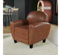 Fauteuil camel en croute de cuir enduite - club