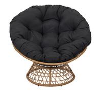 Home Deco Factory – Fauteuil pivotant CANCUN 1 place 360°, coussin épais Noir/Naturel