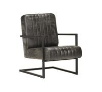Fauteuil Cantilever Fauteuil de Salle de Séjour Meuble de Salon Meuble de Chambre à Coucher Maison Intérieur Gris Cuir Véritable 321858