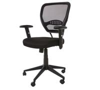 Fauteuil/chaise de bureau Seattle, charge 150kg, tissu noir avec accoudoirs