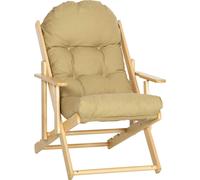 Fauteuil Chaise de Salon Pliable et inclinable en Bois Fauteuil Relax Confortable avec Coussin capitonnšŠ šŠpais - 71 x 89 x 96 cm marron clair