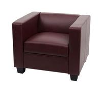 Fauteuil chaise lounge Lille similicuir, rouge-brun
