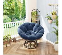 Fauteuil - Chaise Papasan Confortable avec Coussin - Intérieur et Extérieur - Mobilier de Jardin, Terrasse, Balcon, Salon, Bleu