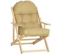 HOMCOM Fauteuil de salon - relax pliable et inclinable en bois, coussin capitonné épais 71x89x96 cm