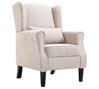 Fauteuil chaise siège lounge design club sofa salon lin tissu beige 1102202/3