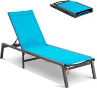 Fauteuil chaises longues d'extérieur VEVOR, fauteuil de terrasse en aluminium avec 5 positions réglables, fauteuil de piscine pliable avec fonction chaise longue et fauteuil de bronzage complètement p
