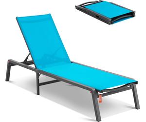 Fauteuil chaises longues d'extérieur VEVOR, fauteuil de terrasse en aluminium avec 5 positions réglables, fauteuil de piscine pliable avec fonction chaise longue et fauteuil de bronzage complètement p