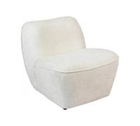 Fauteuil chauffeuse en tissu chenille de couleur blanche - Longueur 81 x Profondeur 73 x Hauteur 71 cm