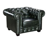 Fauteuil chesterfield BRENTON 100% cuir de buffle - Vert empire