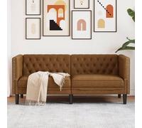 vidaXL Canapé droit en.casa 3 places similicuir marron 74,5 x 194 x 70,5 cm