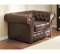 Fauteuil chesterfield CLOTAIRE 100% cuir vieilli