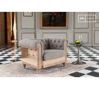 Fauteuil chesterfield en lin et coton gris Montaigu