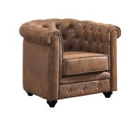 Fauteuil CHESTERFIELD en microfibre aspect cuir vieilli