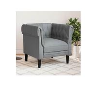 vidaXL Fauteuil Chesterfield, Siège avec Accoudoirs et Dossier, Chaise de Canapé Rembourré, Meuble de Salon Salle de Séjour, Moderne, Gris Clair Tissu
