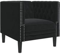 Fauteuil Chesterfield Hellgrauer en velours, avec une capitonnage classique, des accoudoirs rembourrés, et conçu pour offrir un confort optimal en tant que fauteuil de salon ou club