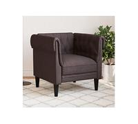 vidaXL Fauteuil Chesterfield marron foncé tissu