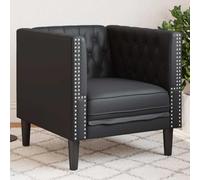 Fauteuil Chesterfield Noir en Similicuir résistant avec Assise Confortable, Pieds Robustes, Dimensions 71x74,5x70,5 cm, Design Classique pour Salon, Bureau ou Chambre