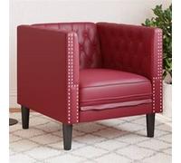 vidaXL Fauteuil Chesterfield Rouge Bordeaux Similicuir, Chaise de canapé, canapé Simple, Fauteuil de Baignoire, Fauteuil, canapé, canapé Confortable