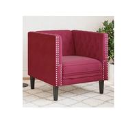 Fauteuil Chesterfield rouge bordeaux velours