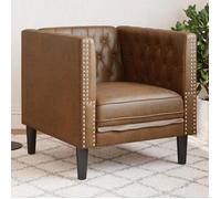 Fauteuil Chesterfield similicuir daim - vidaXL - Marron - 71x74.5x70.5 cm - Similicuir daim - Boutons tuftés