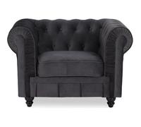 Fauteuil Chesterfield velours Altesse Noir