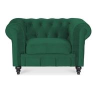 INTENSE DECO Fauteuil Chesterfield Velours Altesse Vert