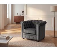 Fauteuil CHESTERFIELD - Velours anthracite