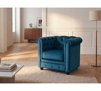 Fauteuil CHESTERFIELD - Velours bleu canard